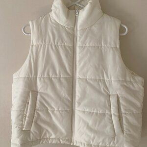 Zella Crop Puffer Vest - Ivory Egret - Size Med M
